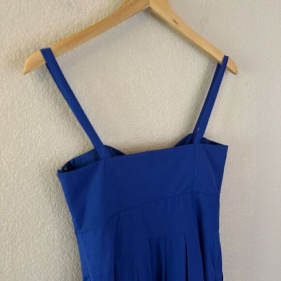 Milly Jordan Mini Dress Women Size 2 Cobalt Blue Bow Cutout Button Front Pockets - Picture 12 of 16